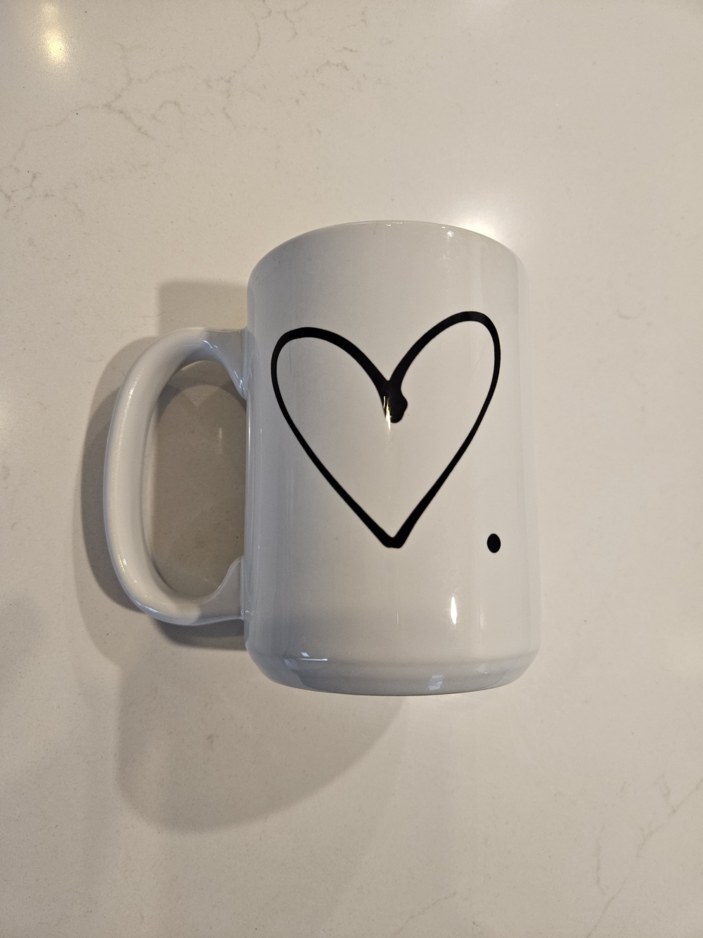 14 Oz. White Heart Ceramic Coffee Mug - White